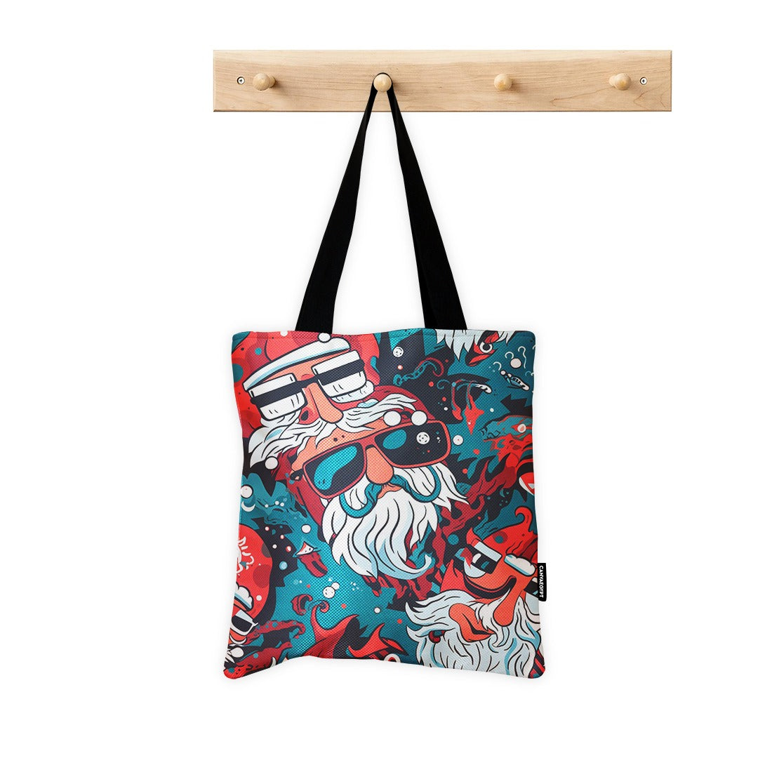 Tote Bag Funky Festivities with Santa Swag