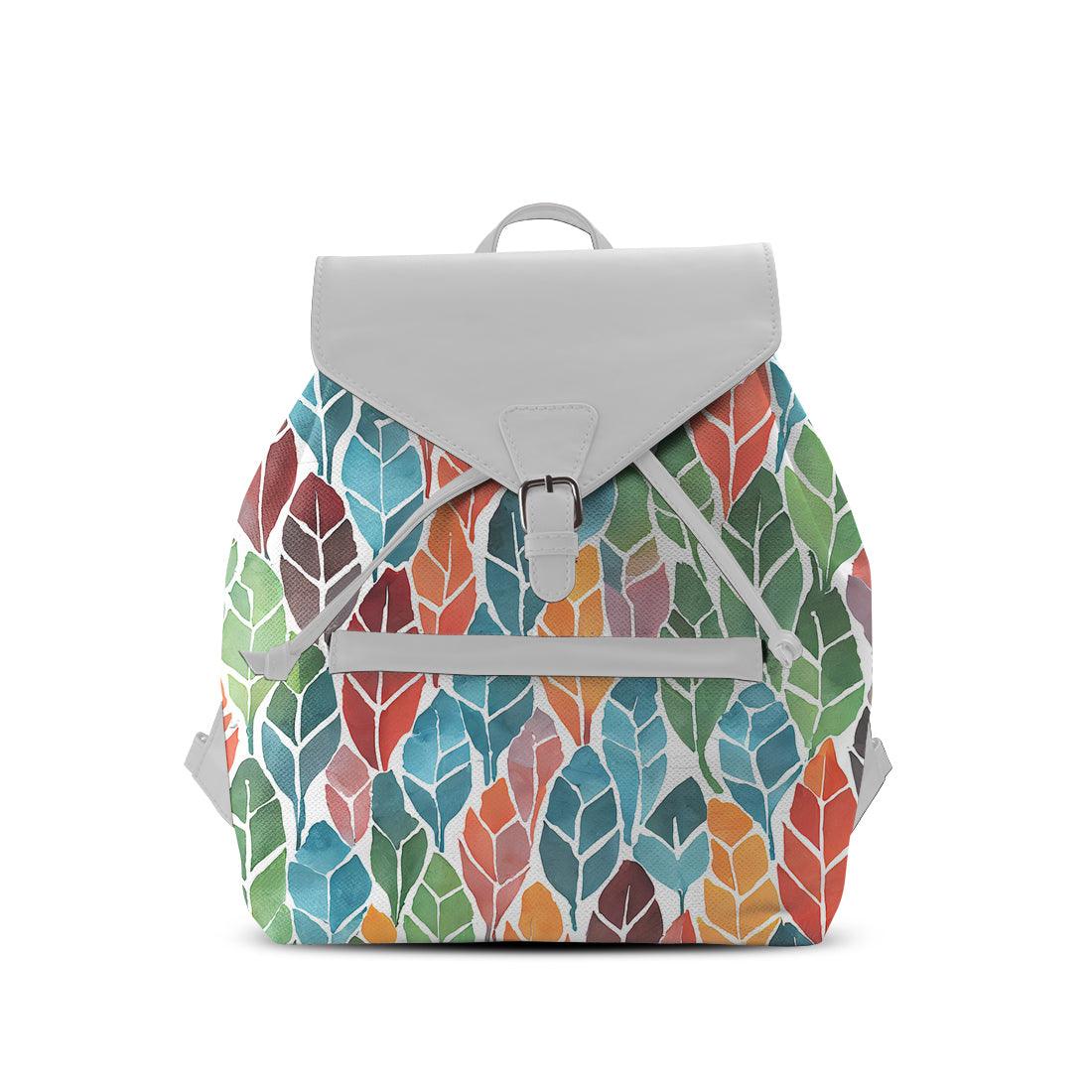 White Aurora Backpack Colorful Leaf - CANVAEGYPT