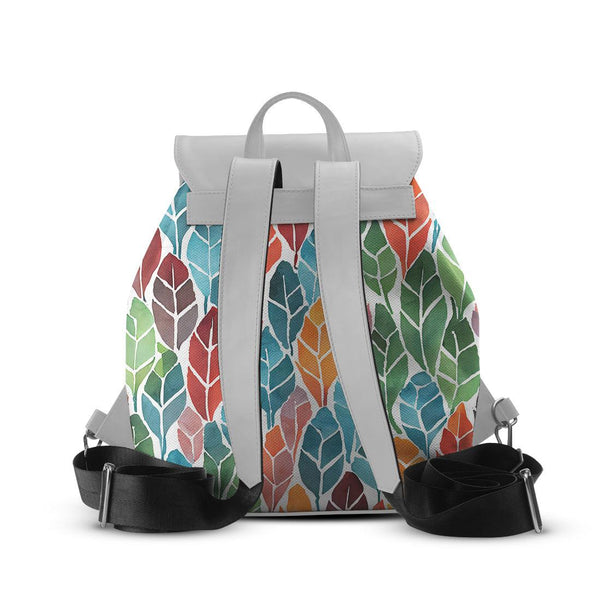 White Aurora Backpack Colorful Leaf