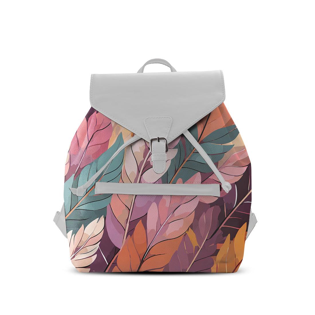 White Aurora Backpack Mixed Leaves - CANVAEGYPT