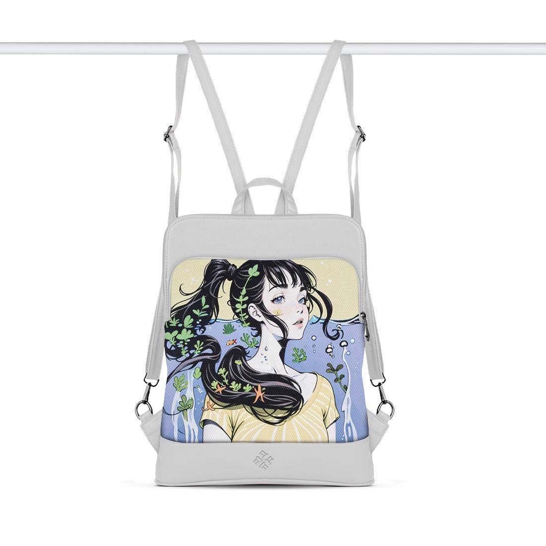 White Laptop Backpack  Young Beauty - CANVAEGYPT