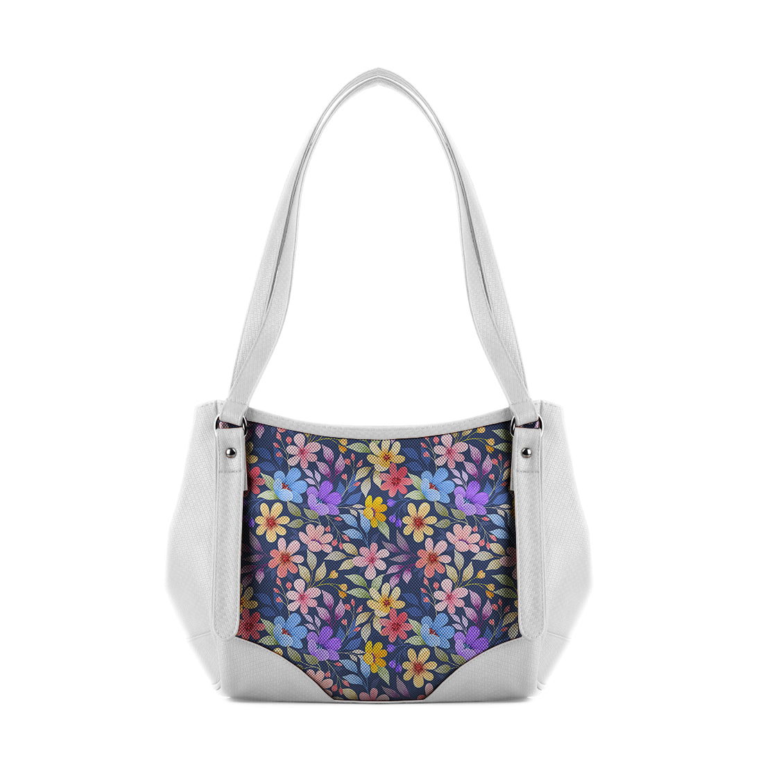 White Leather Tote Bag White Nature