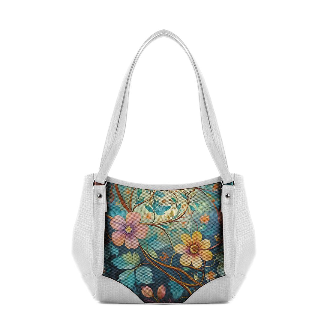White Leather Tote Bag flower - CANVAEGYPT