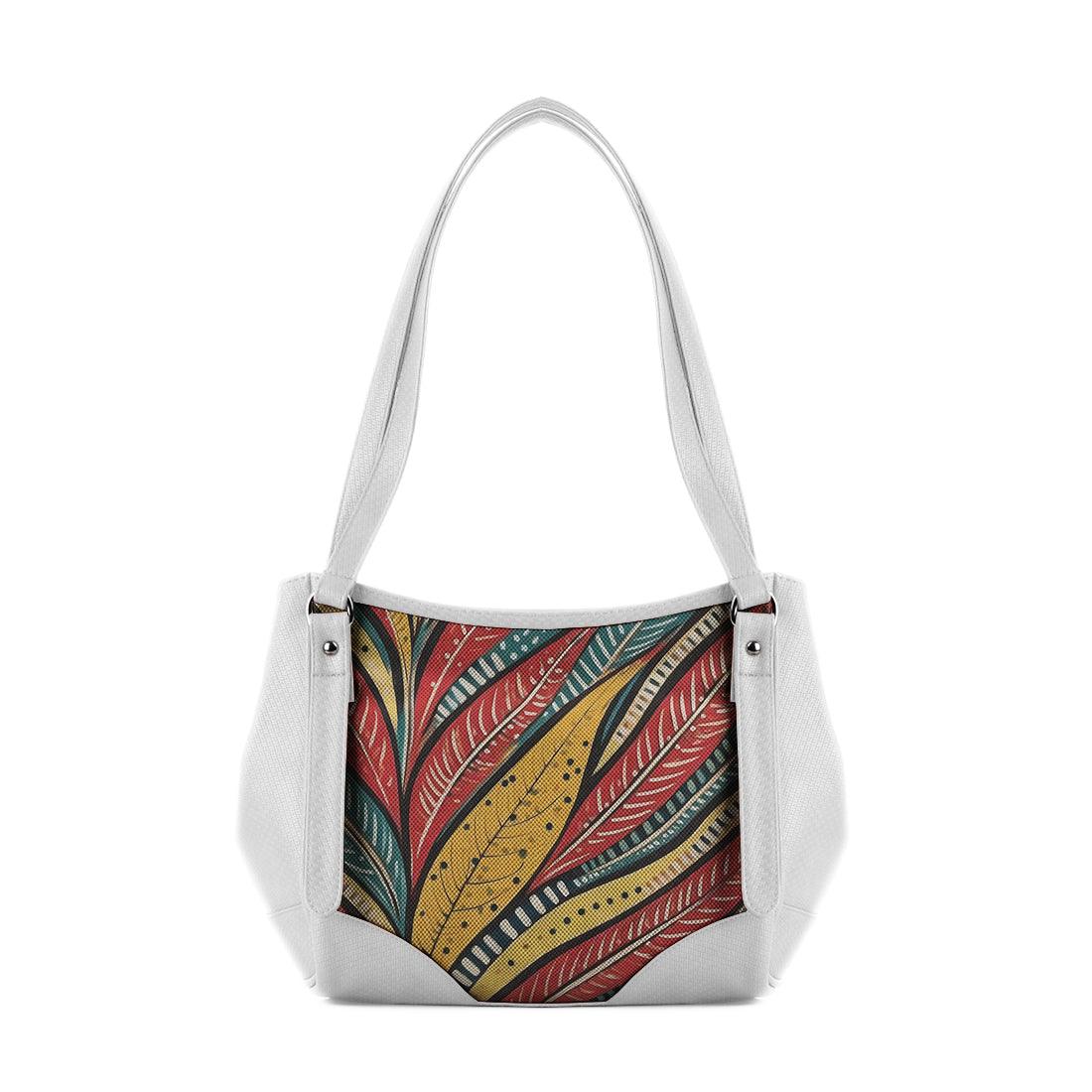 White Leather Tote Bag leaves - CANVAEGYPT