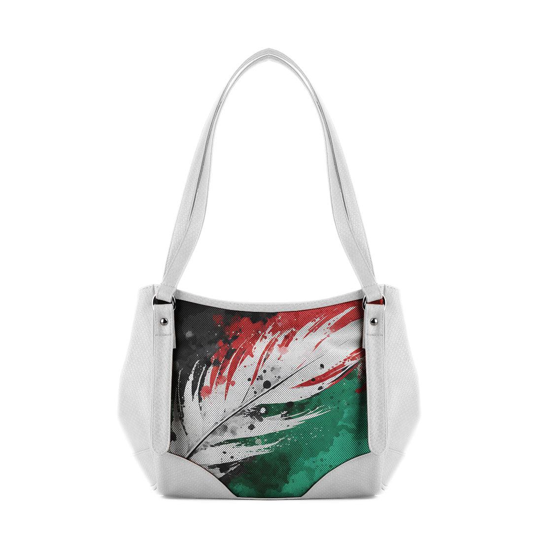 White Leather Tote Bag palestine - CANVAEGYPT