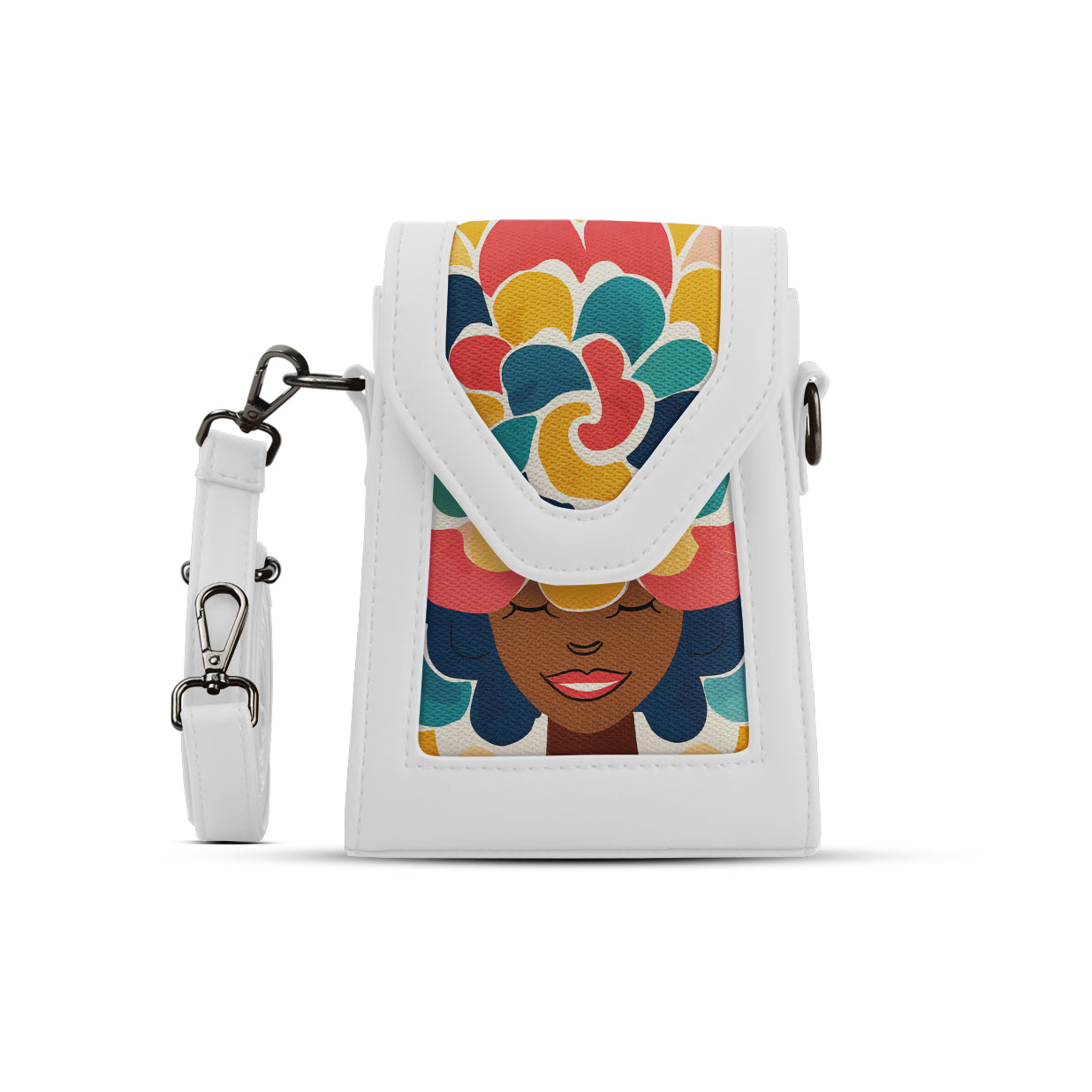 White Mini Urban Crossbody Bag Floral Elegance