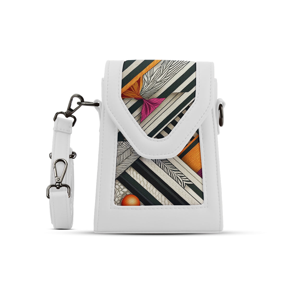 White Mini Urban Crossbody Bag Geometric Intrigue