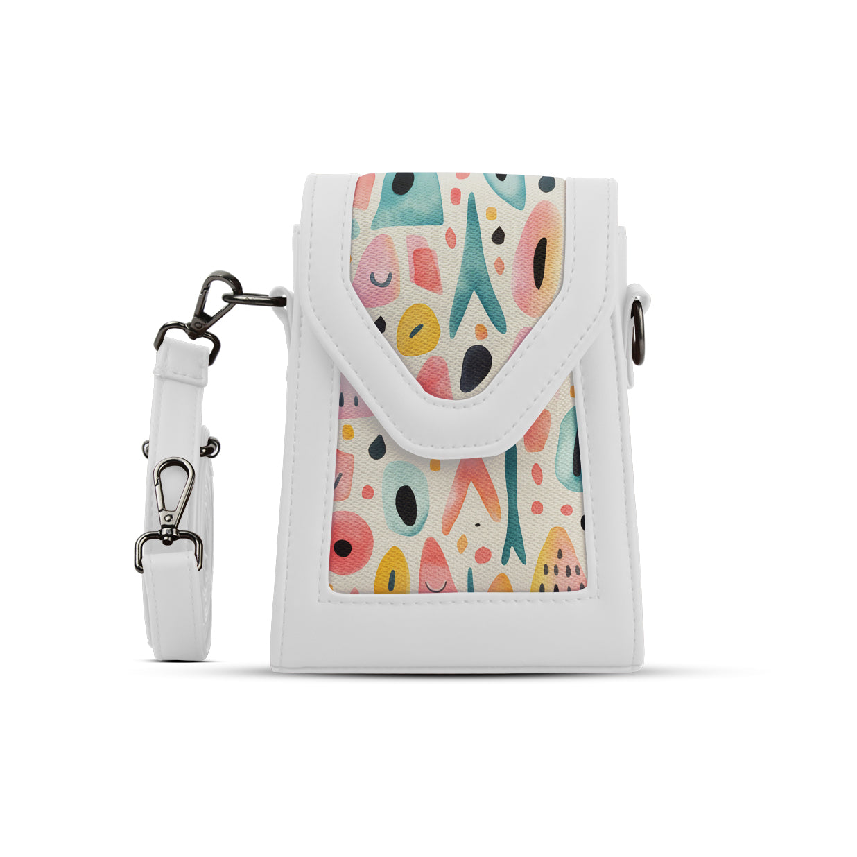 White Mini Urban Crossbody Bag Playful Abstract