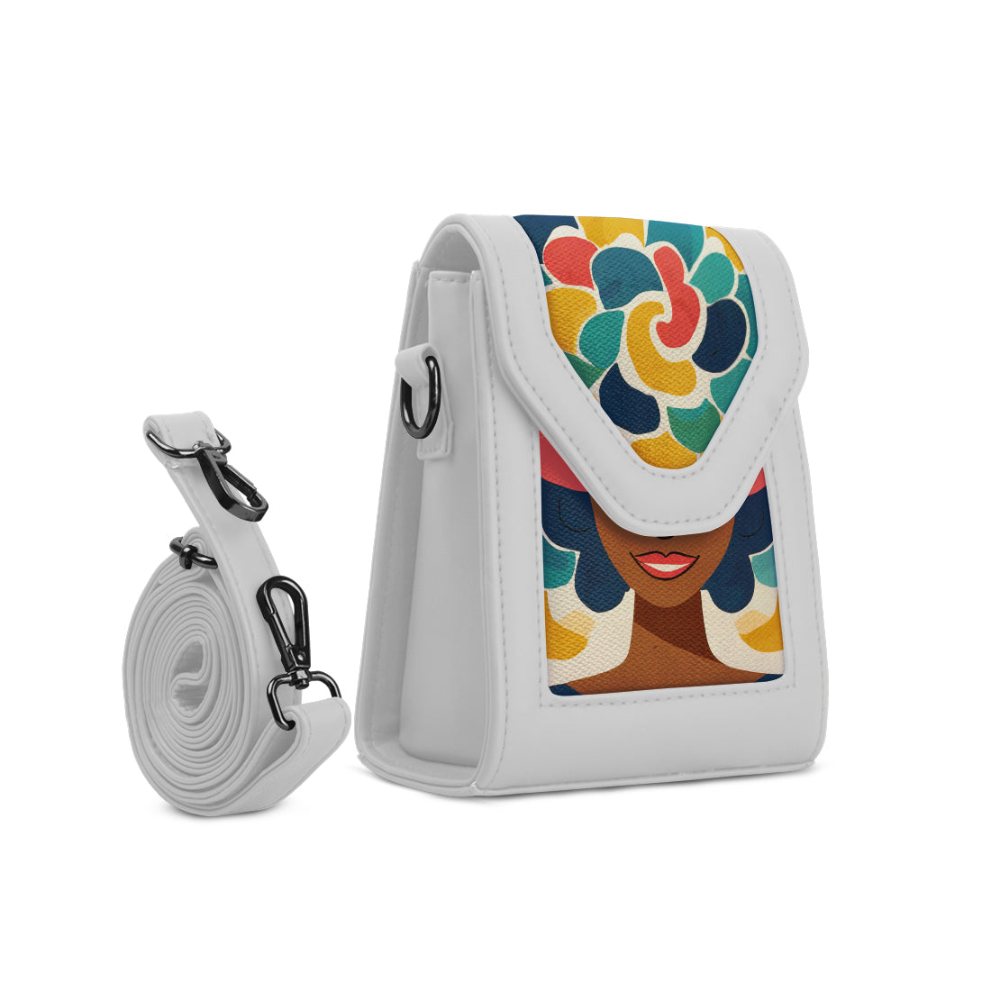 White Mini Urban Crossbody Bag Floral Elegance