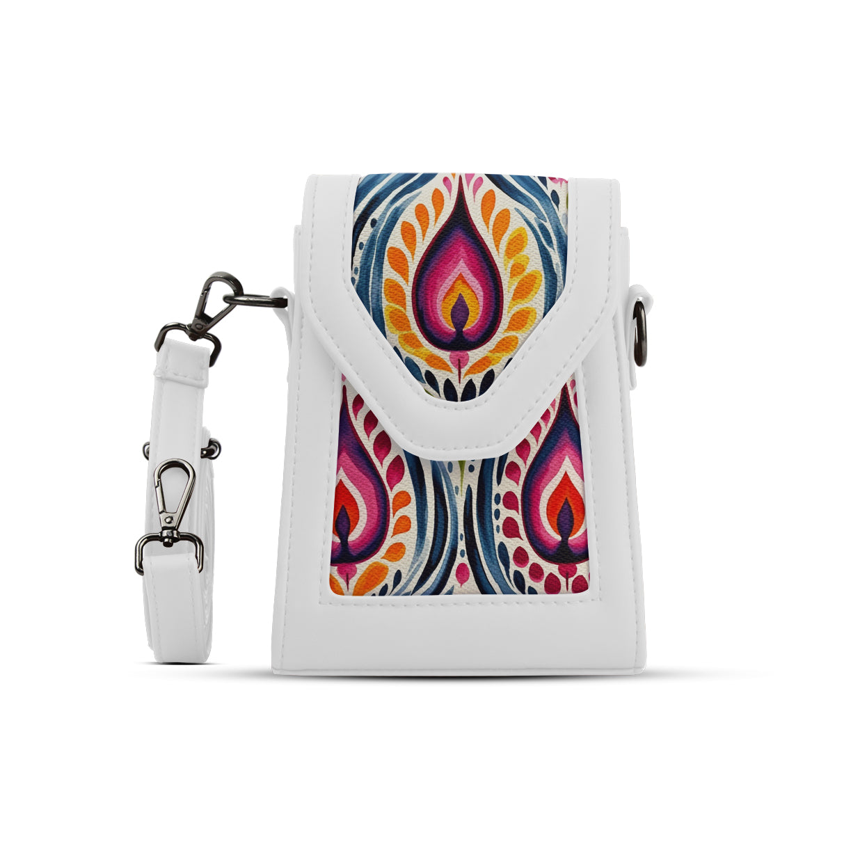 White Mini Urban Crossbody Bag Vibrant Flames