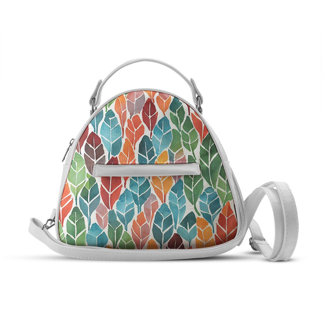 White Mini Voyage Backpack Colorful Leaf - CANVAEGYPT
