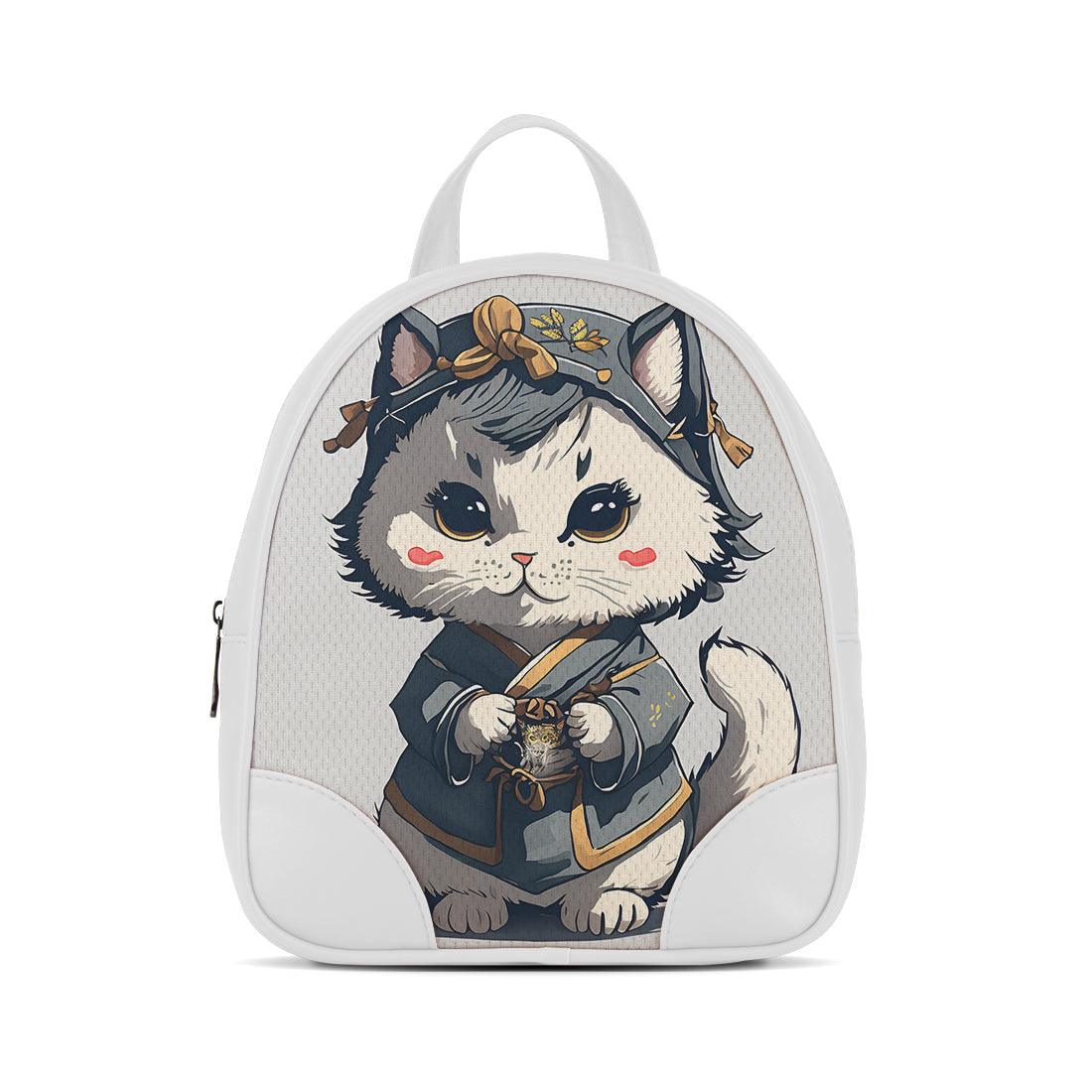 White O Mini Backpacks Cat With Suit - CANVAEGYPT