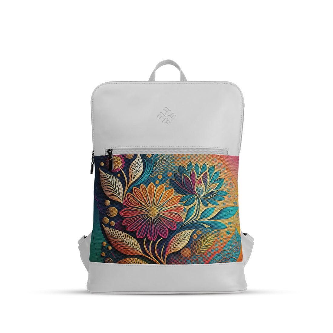 White Orbit Laptop Backpack Flowerful - CANVAEGYPT