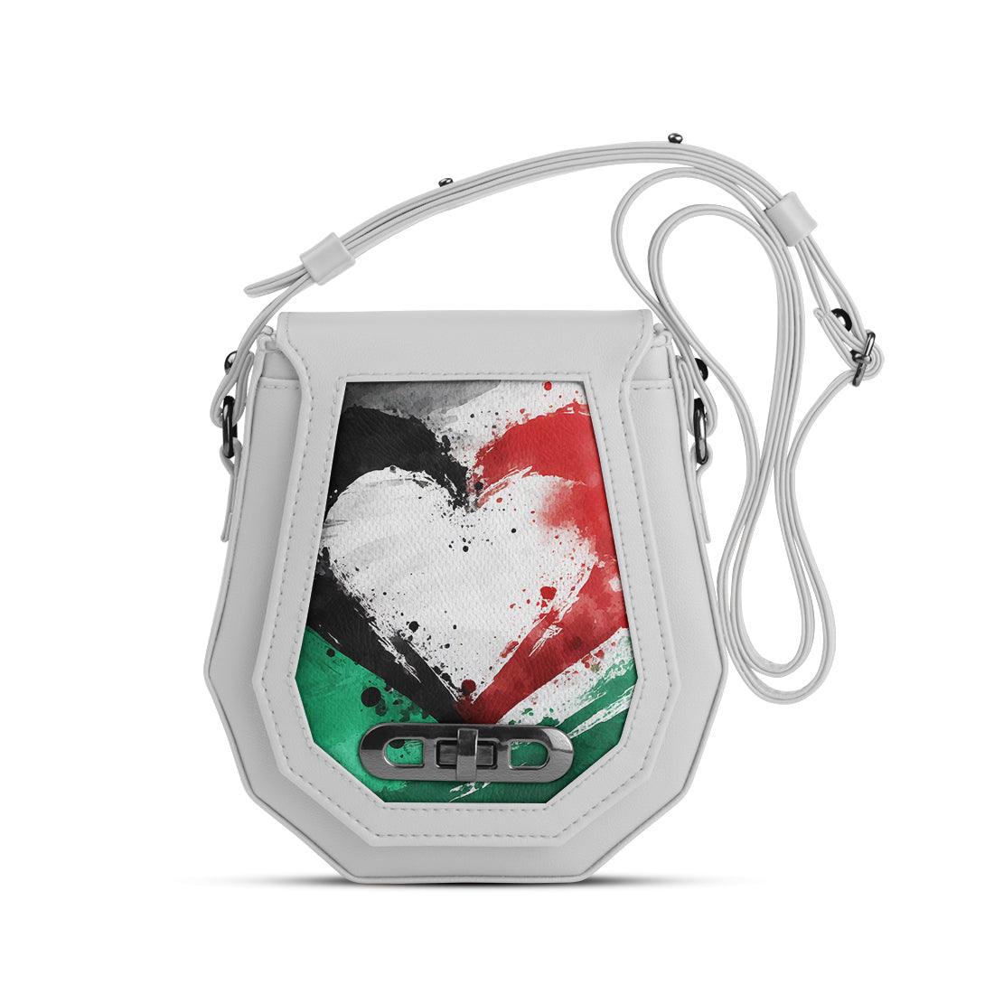 White Polygon Crossbags Palestine heart - CANVAEGYPT