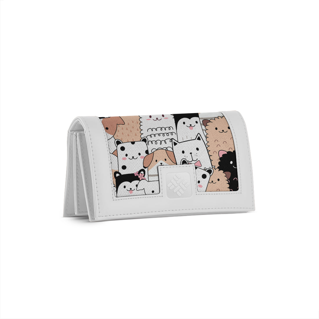 White Sleek Elegance Fold Wallet Playful Kawaii Critter Charm