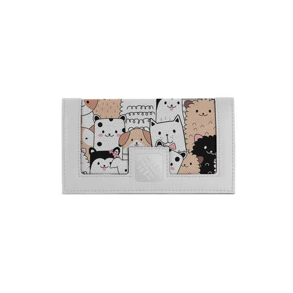 White Sleek Elegance Fold Wallet Playful Kawaii Critter Charm