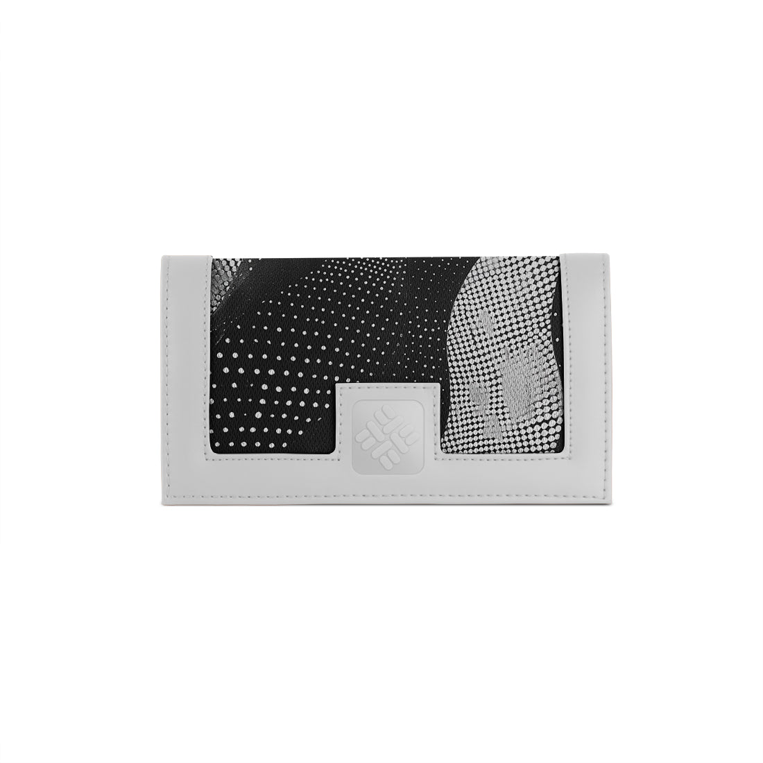 White Sleek Elegance Fold Wallet with Dynamic Halftone Patterns