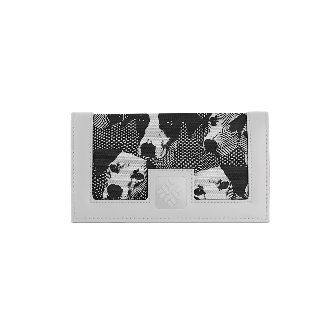 White Sleek Elegance Fold Wallet with Monochrome Dog Portraits