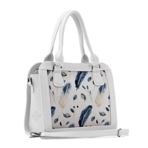 White Travel Hobo Bag Feathers - 1