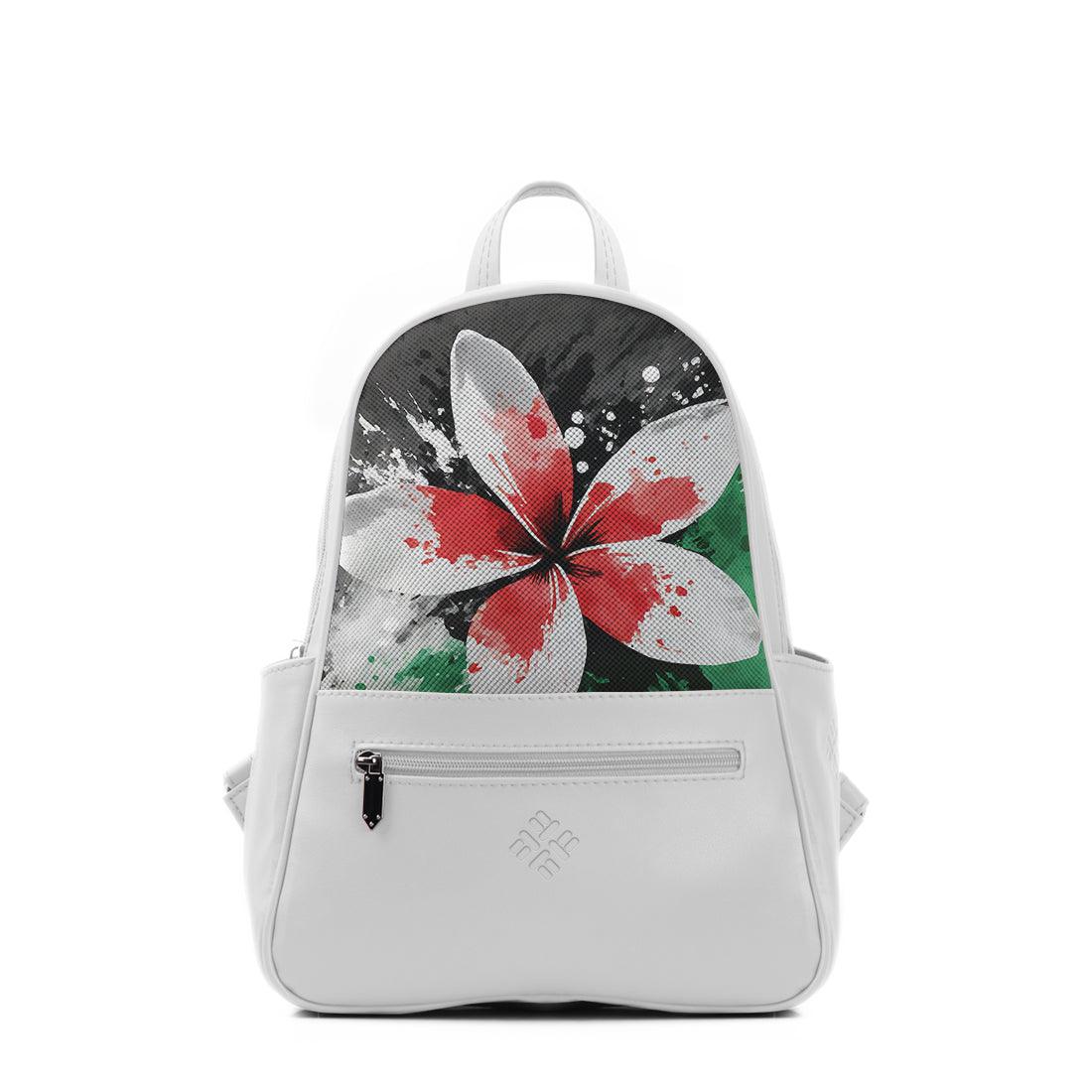 White Vivid Backpack Palestine flower - CANVAEGYPT