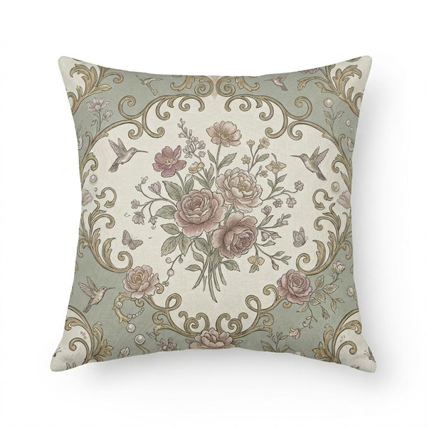 Decorative Pillow Soft Floral Aesthetic Vintage Botanical Rose Pattern - 1