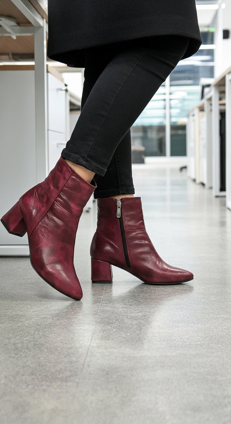 Burgundy Urban Step Ankle Boots