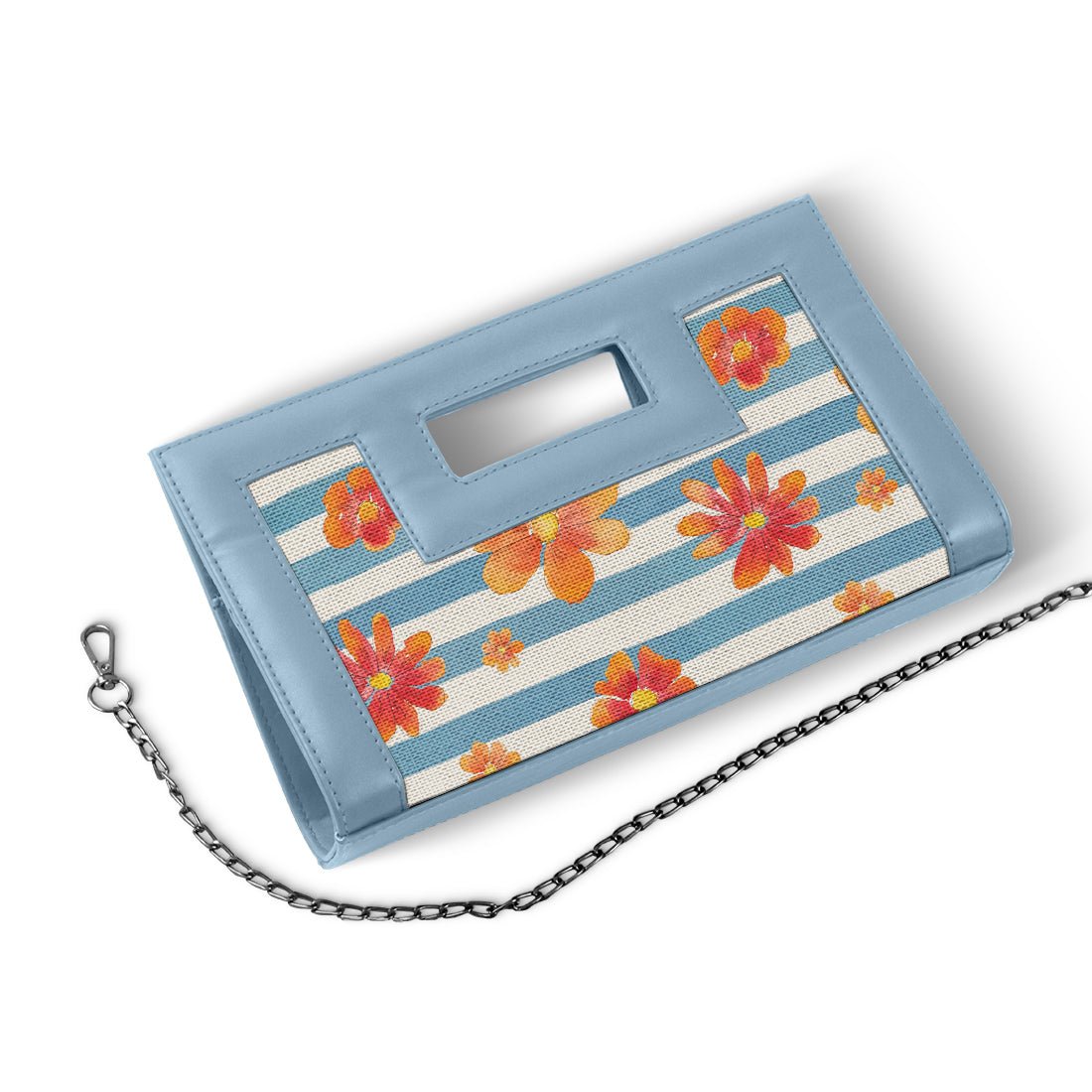 Blue City Sleek Clutch Blue Floral - CANVAEGYPT