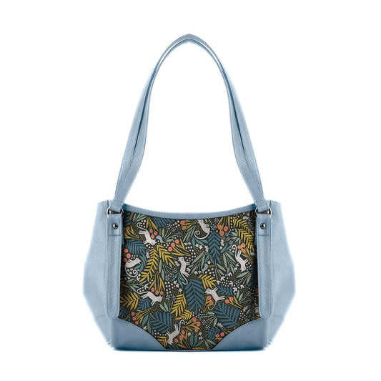 Blue Leather Tote Bag Jungles - CANVAEGYPT