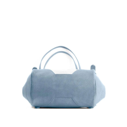 Blue Leather Tote Bag Sea Leaf - 3