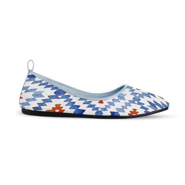 Blue Round Toe Shoe Blue rhombus