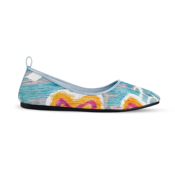 Blue Round Toe Shoe Purple blossom