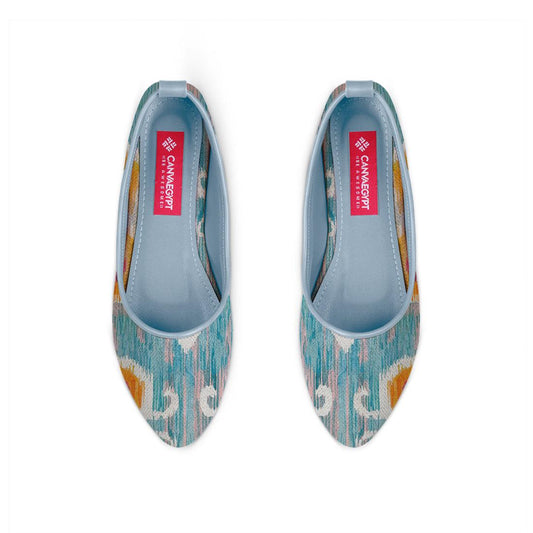 Blue Round Toe Shoe Purple blossom - CANVAEGYPT