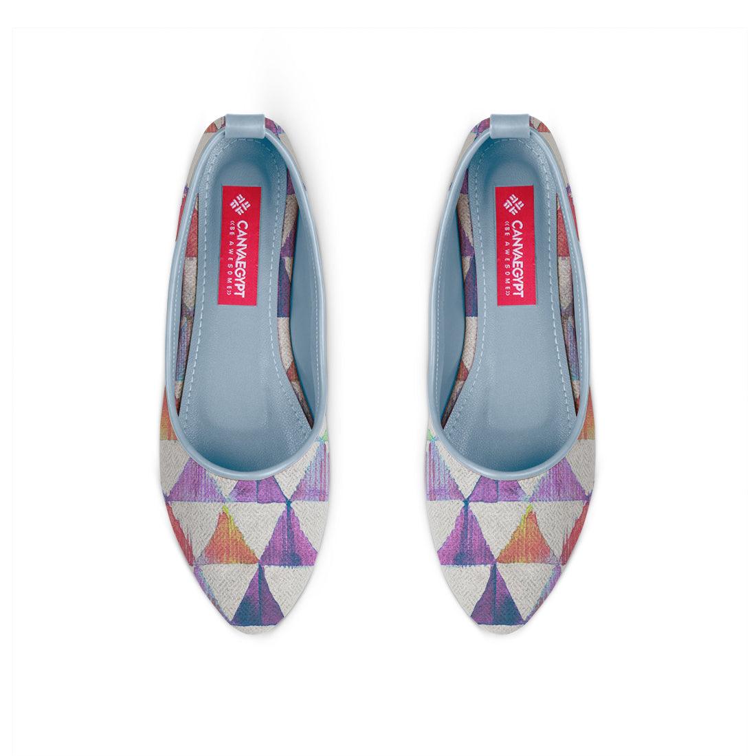 Blue Round Toe Shoe Rainbow triangles - CANVAEGYPT