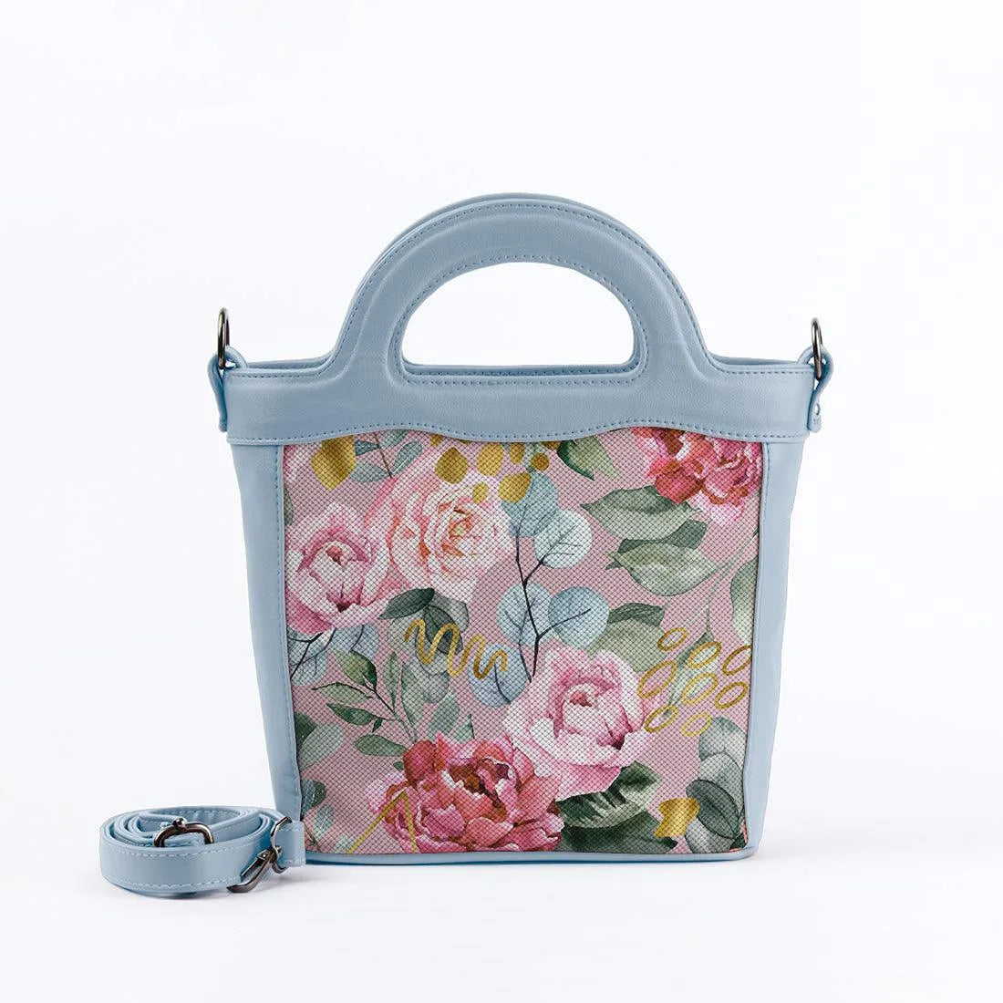 Blue Top Handle Handbag Watercolor gentle - 1