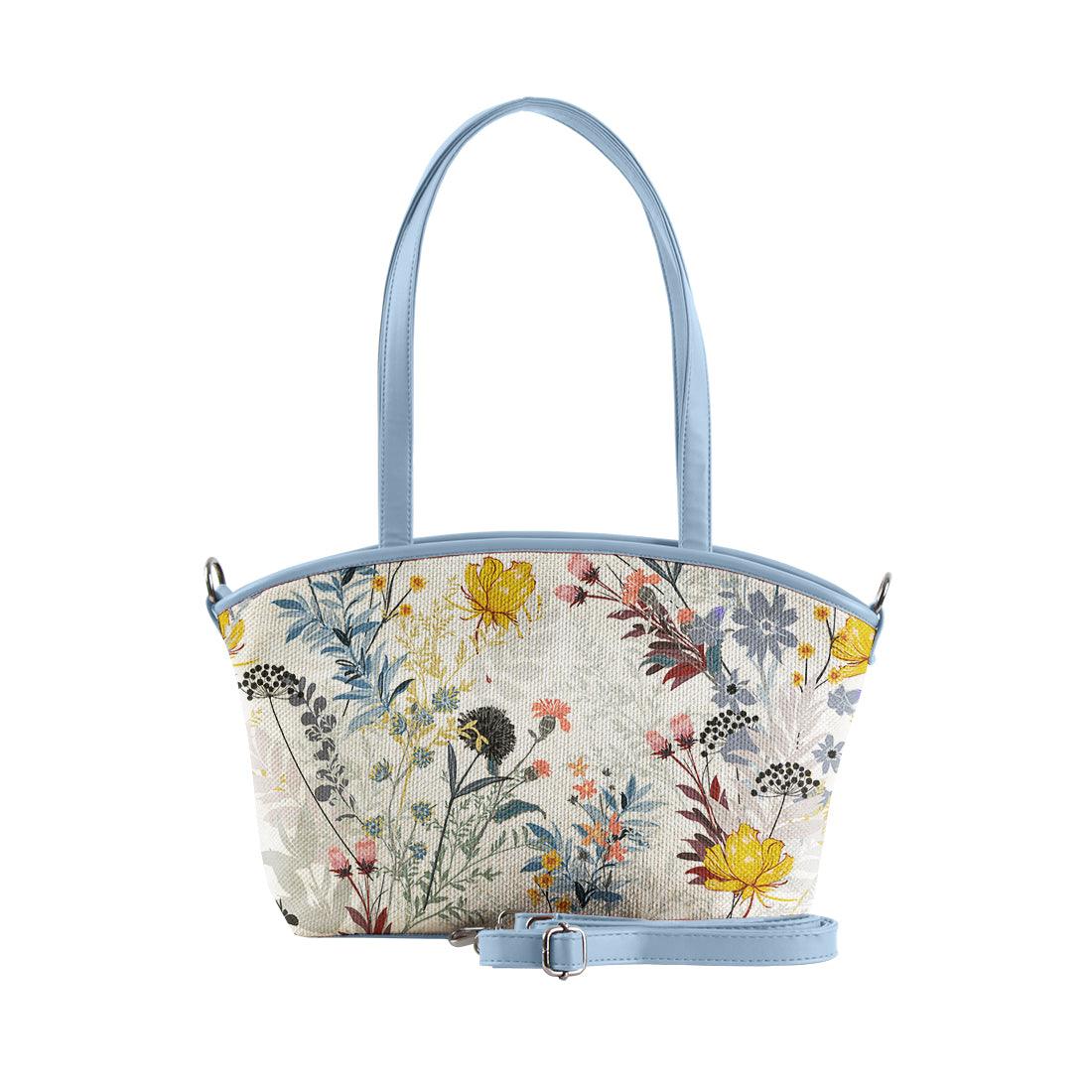 Blue Wide Tote Bag Floary - CANVAEGYPT