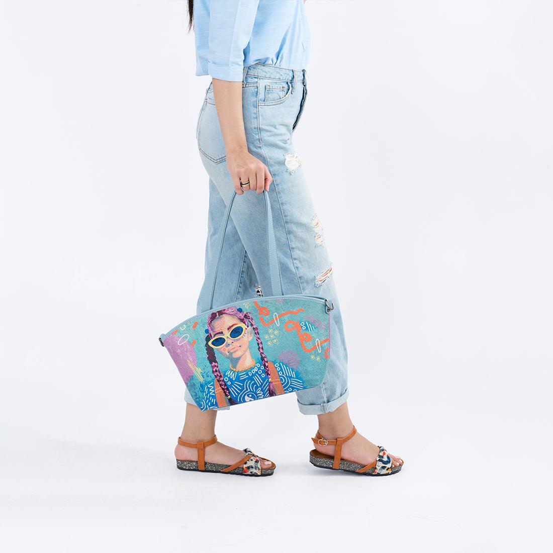 Blue Wide Tote Bag Lilac locks - CANVAEGYPT