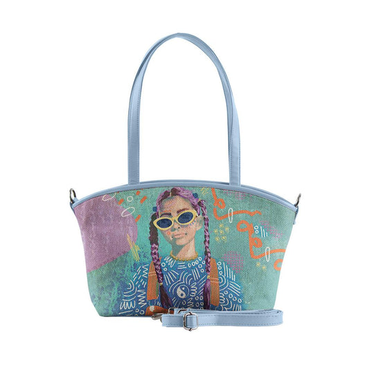 Blue Wide Tote Bag Lilac locks - CANVAEGYPT