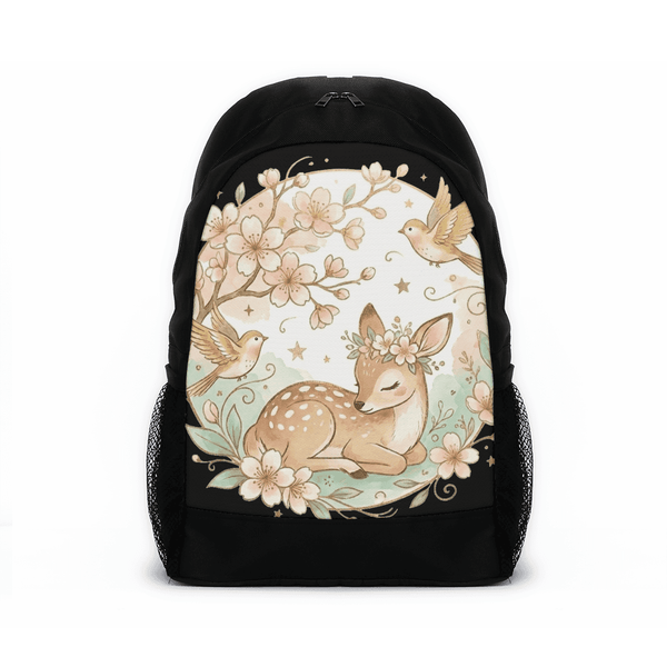 Sports Backpacks Watercolor Sleeping Fawn Floral Cottagecore - 1