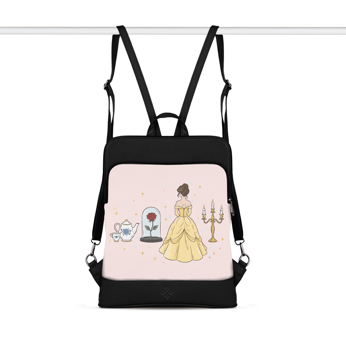 Black Laptop Backpack Belle Enchanted Rose Aesthetic