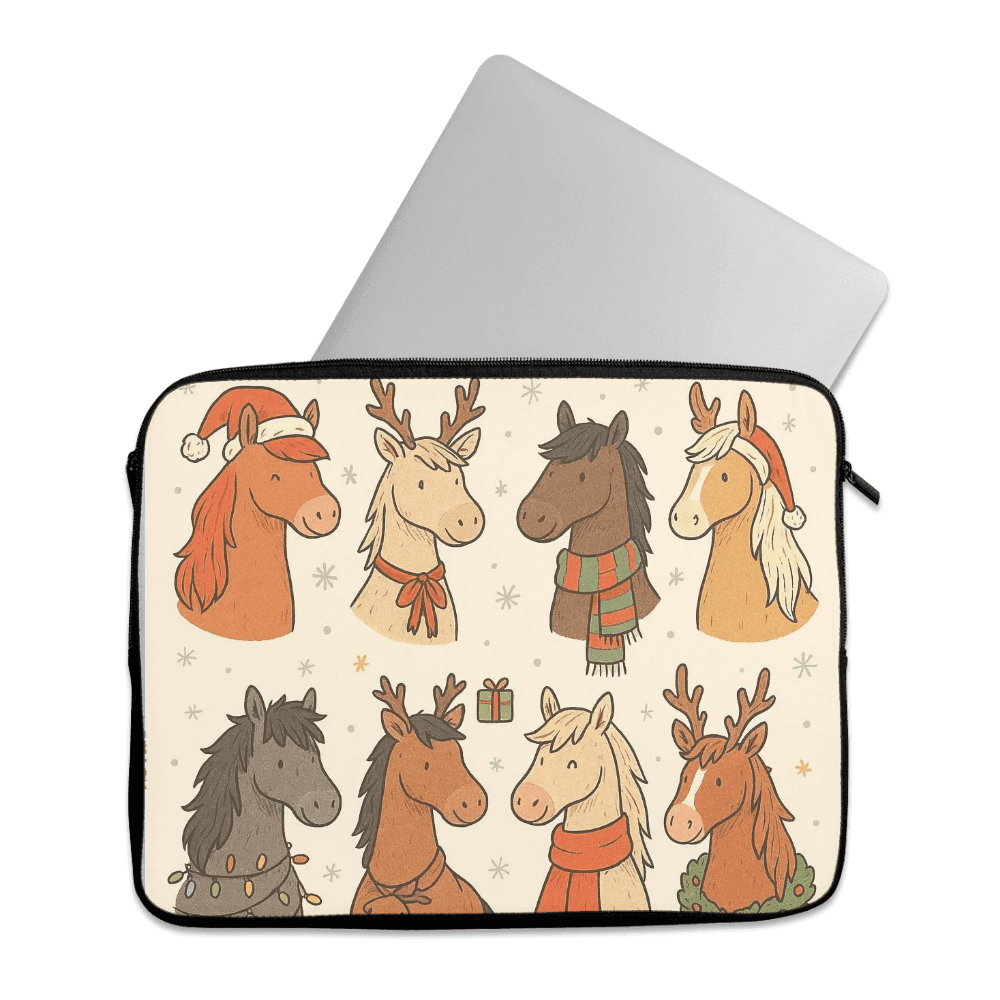Laptop Sleeve Funny Holiday Animal Horse Christmas