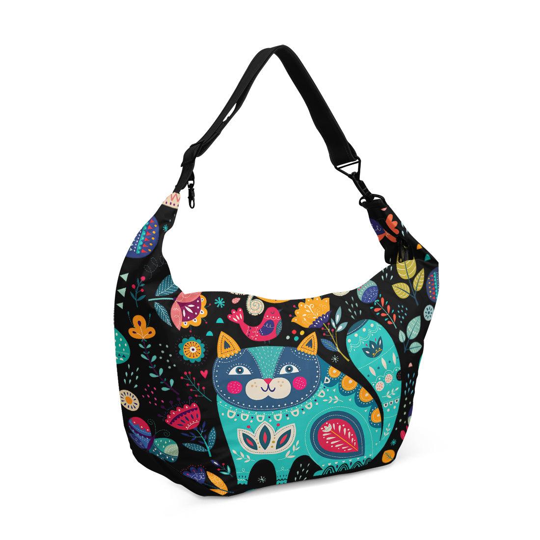 Crescent bag Cat and Flowers - CANVAEGYPT