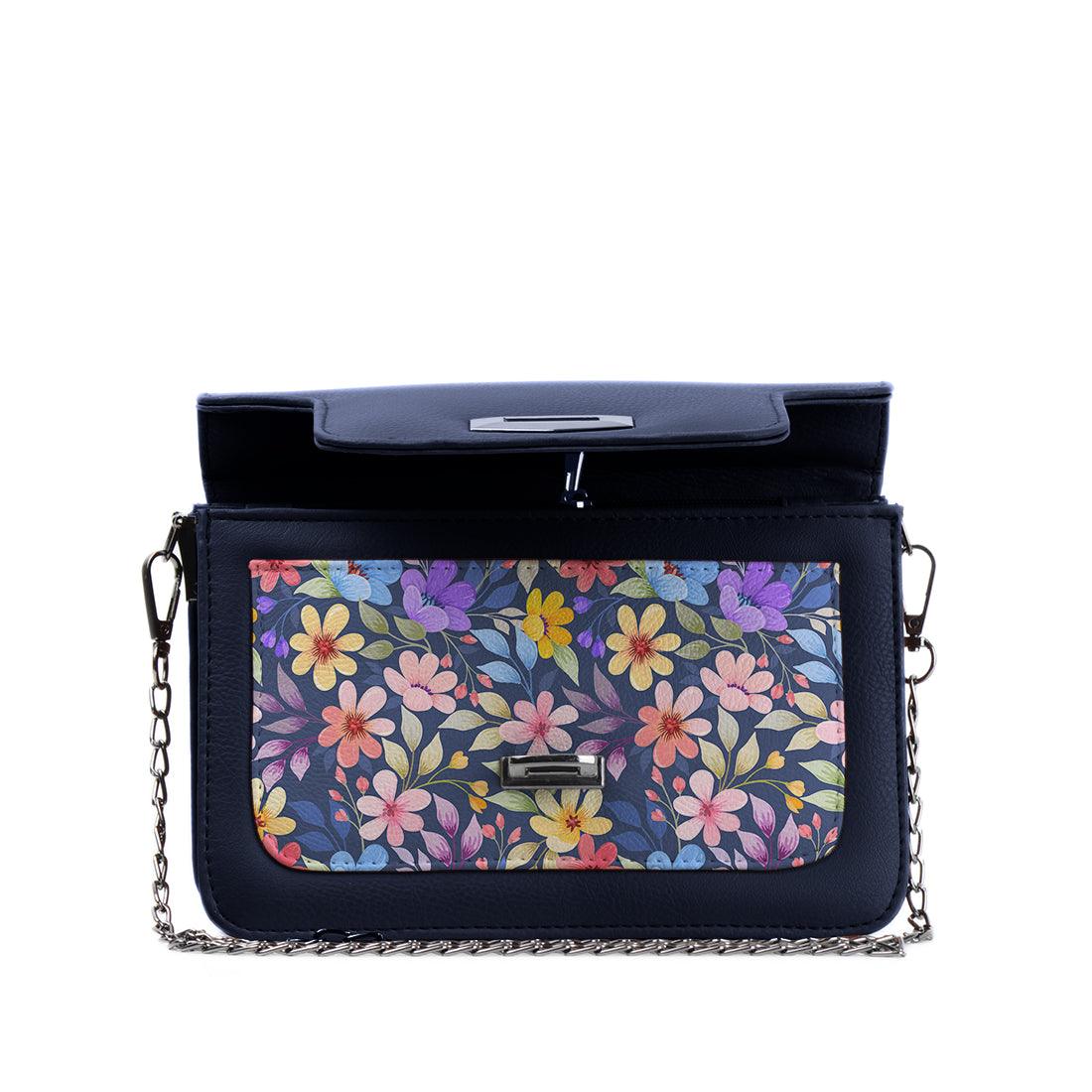 DB Mini Embossed Chain Bag Purple Floral - CANVAEGYPT