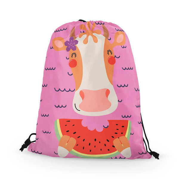Drawstring Bag Cow And Watermelon