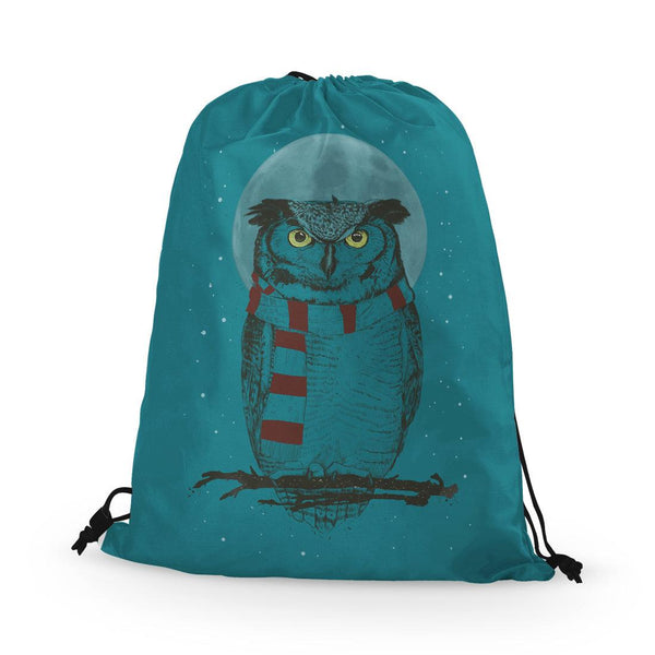 Drawstring Bag Winter owl