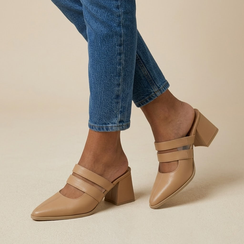Beige Double Strap Mules – Step Into Your Power