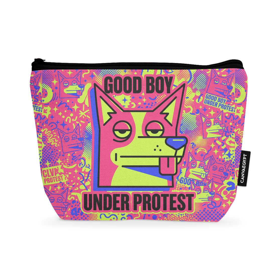 Good Boy design printed on a makeup pouch — ECADRA