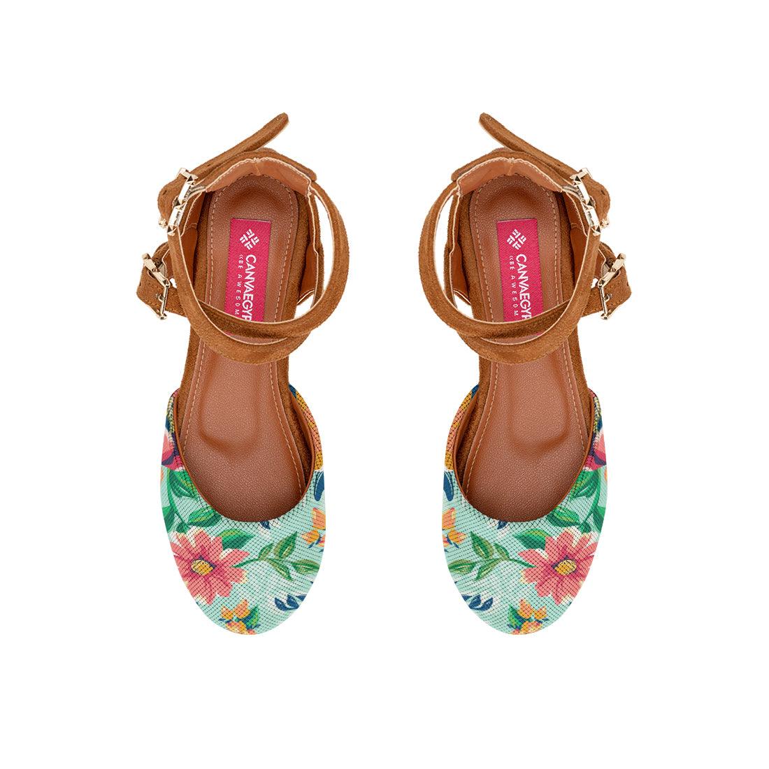 Havana Chunky Sandal Cyan Floral - CANVAEGYPT