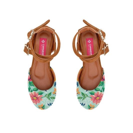 Havana Chunky Sandal Cyan Floral - CANVAEGYPT
