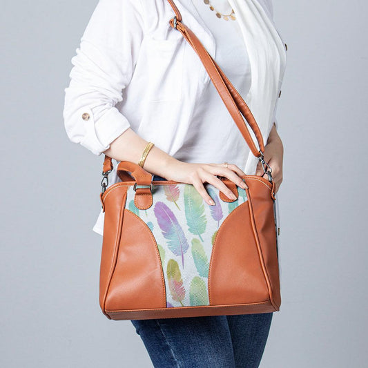 Havana Ladies Leather Handbag Feathers - CANVAEGYPT