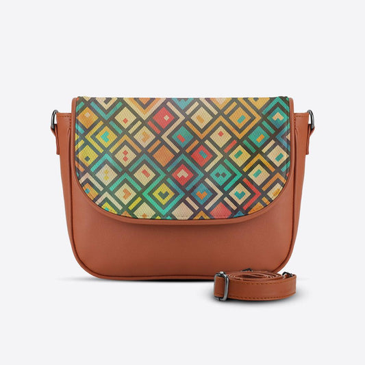 Havana Messenger Crossbody Colorful Polygons - CANVAEGYPT
